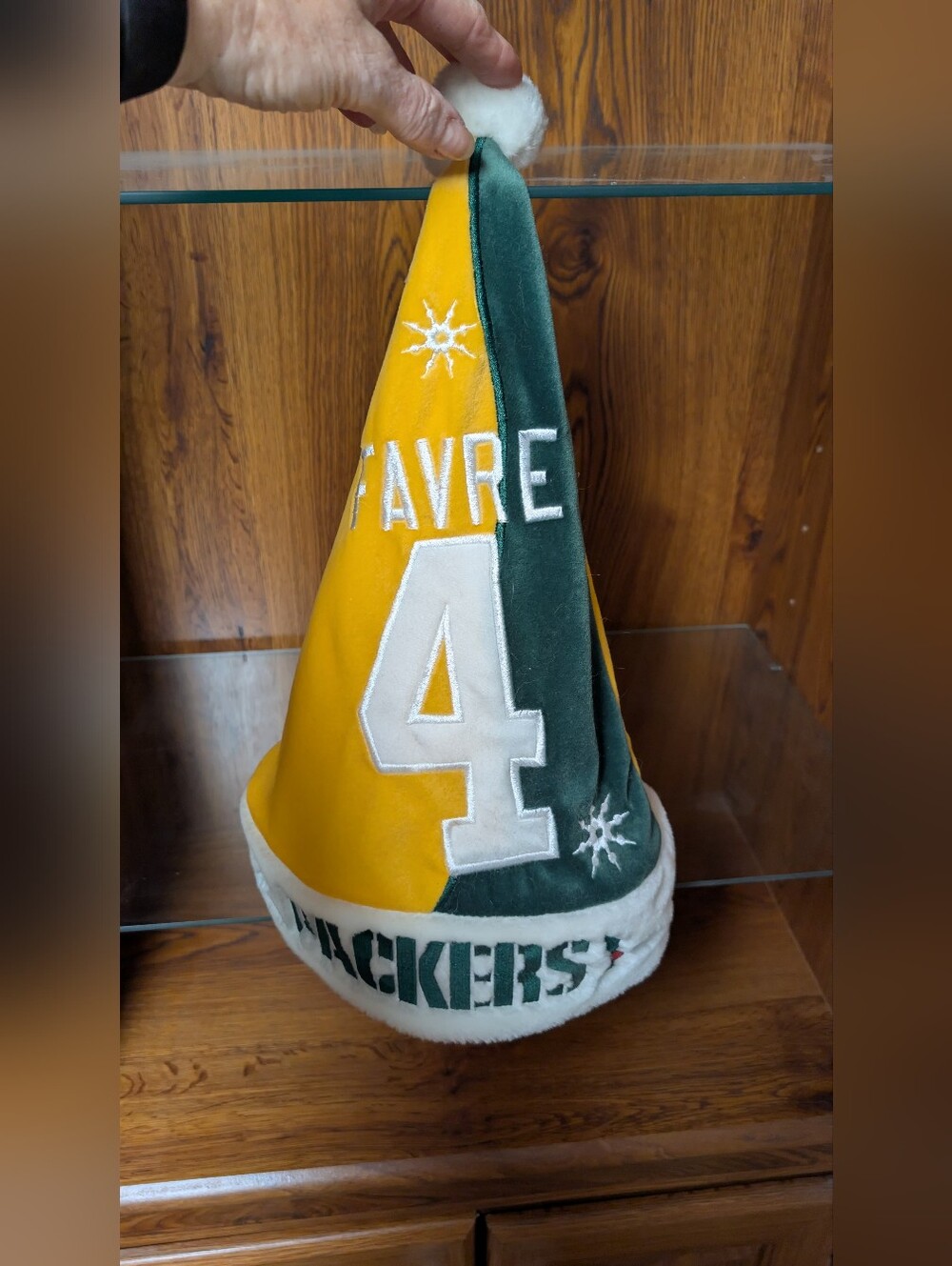 Green Bay PackeGreen & Gold Favre #4 Packers Holiday Hat - NFL Team Fan Headwear